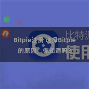 Bitpie注册 选择Bitpie的原因，你知道吗？