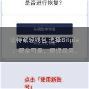 比特派轻钱包 选择Bitpie：安全可靠，便捷易用。