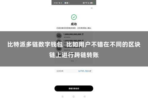 比特派多链数字钱包  比如用户不错在不同的区块链上进行跨链转账